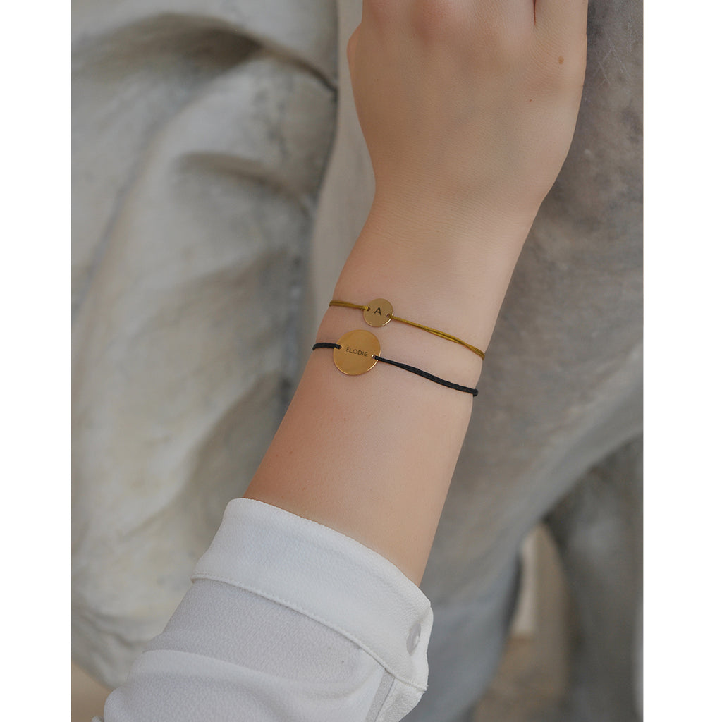 Customizable bracelet GUSTAVE cord - 10mm medal