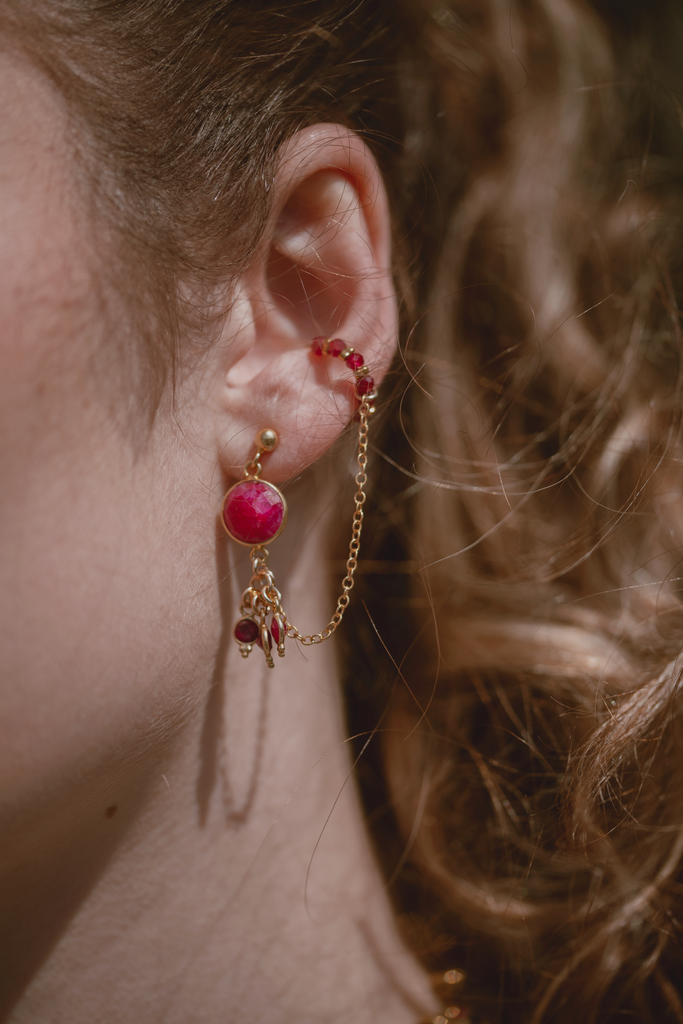 BANGALORE single earring - Ruby Sillimanite