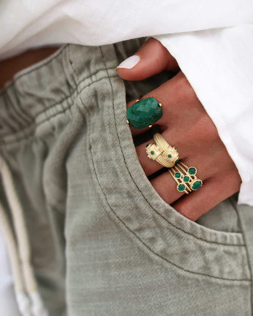 OLYMPIA Ring - Green Agate