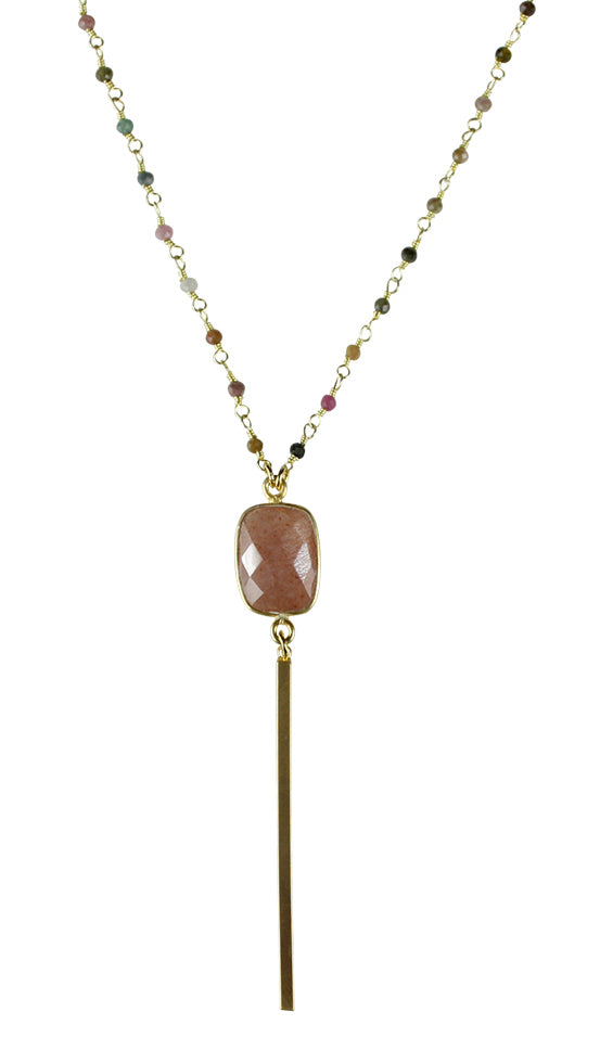 DANDASANA orange moonstone long necklace