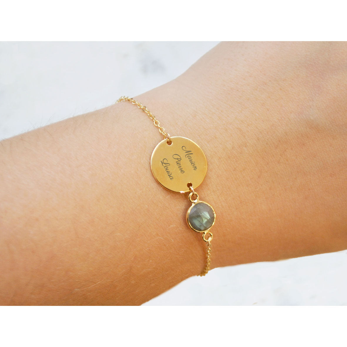 Bracelet personnalisable GUSTAVE - médaille 16 mm