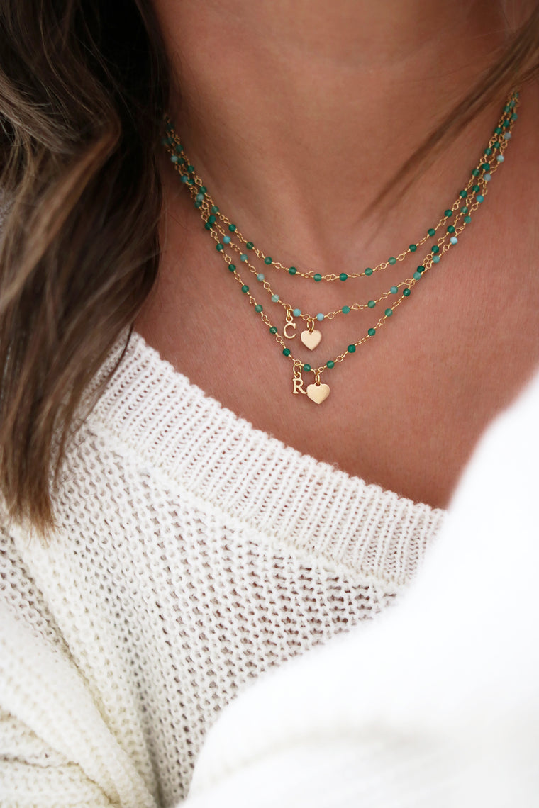 LOVE LETTER necklace - Green agate