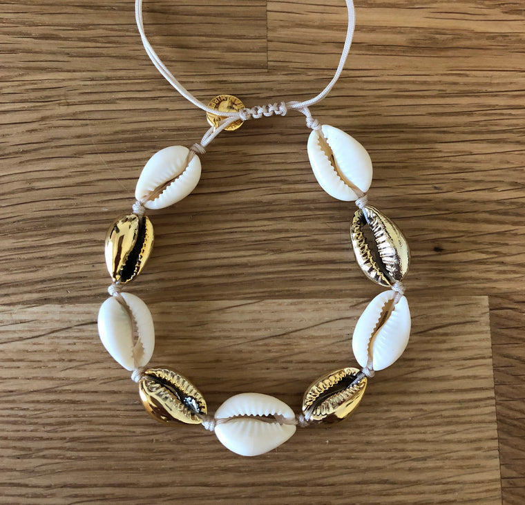 Bracelet de cheville CAURI écru et doré